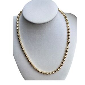 14K Laminated Gold Ball Bead Chain Necklace Polished Sphere Link Lobster Clasp